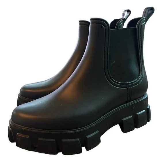 Black Chelsea Boots Women's Size 9 Platform Lug Sole Ankle Booties Punk Goth - Picture 1 of 5